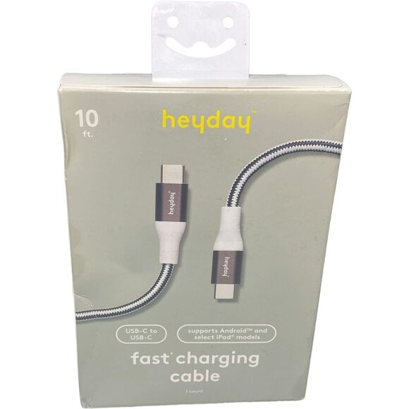 10' USB-C to USB-C Braided Cable - heyday™ Black/White/Gunmetal Box wear - Picture 1 of 7